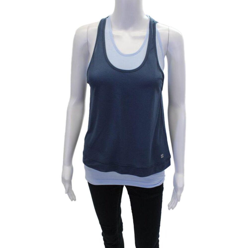 Sweaty Betty Womens Layered Scoop Neck Tank Top Blue Size XS